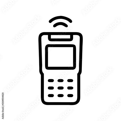 Fintech Contactless payment terminal, line icon