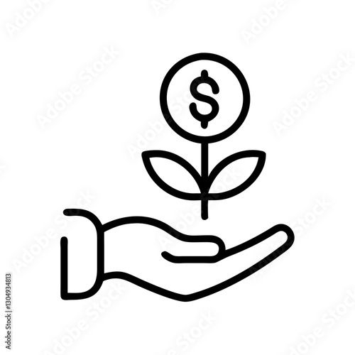 Fintech Hand holding dollar plant icon for sustainable fintech investments