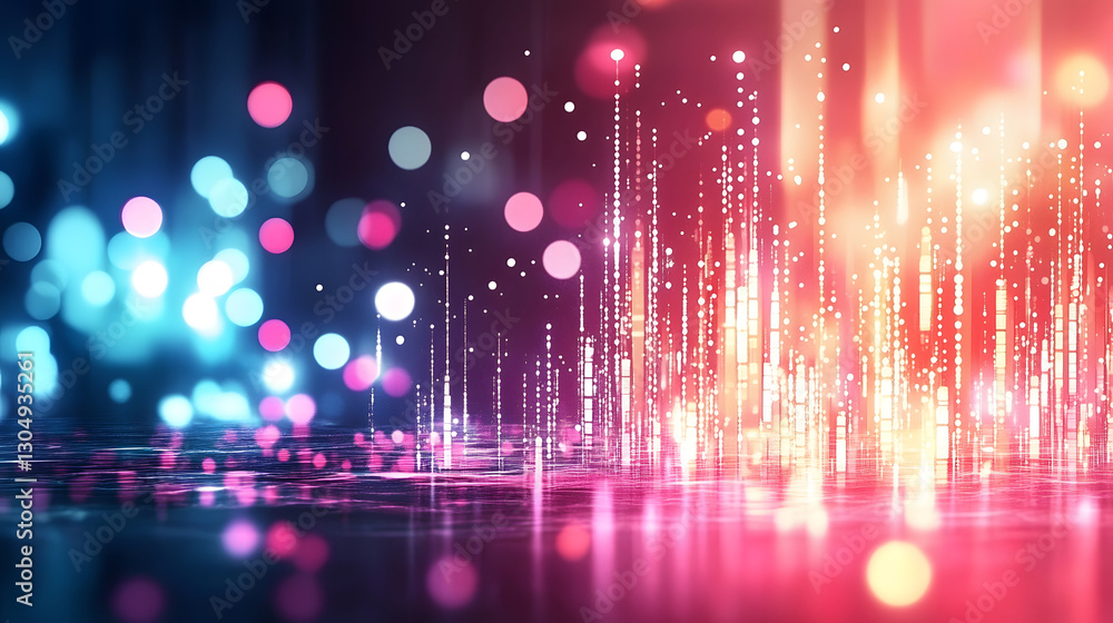 A vibrant, abstract representation of colorful lights and particles, creating a dynamic and energetic atmosphere A vibrant, abstract representation of colorful lights and particles, creating a dynamic and energetic atmosphere
