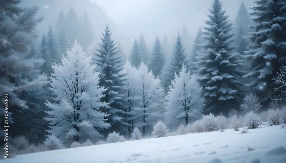winter background of snow and frost with landscape of forest winter background of snow and frost with landscape of forest