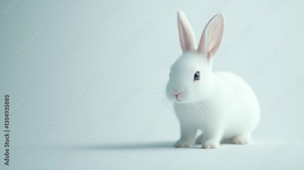 Energetic Grey Rabbit, Isolated on White Energetic Grey Rabbit, Isolated on White