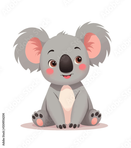 Adorable cartoon koala sitting with pink cheeks photo