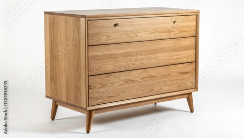 Wallpaper Mural Three-Drawer Wooden Chest of Drawers on White Background Torontodigital.ca