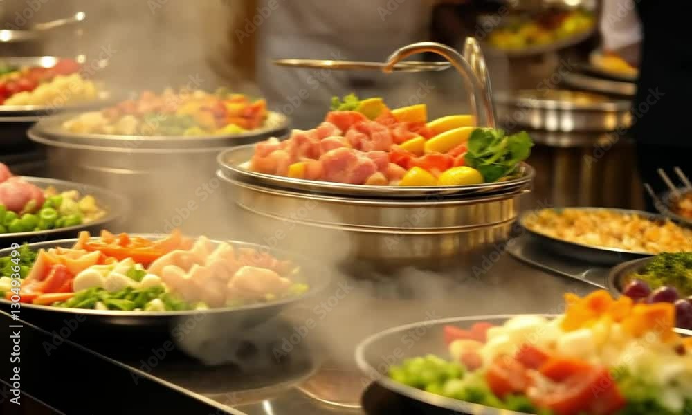 Diverse and Appetizing Buffet Spread with Freshly Prepared Dishes Diverse and Appetizing Buffet Spread with Freshly Prepared Dishes