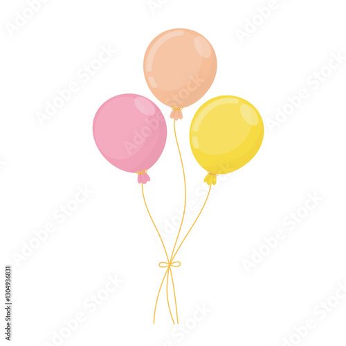 Glossy balloons set, fun and playful design, children’s party decor, vector illustration