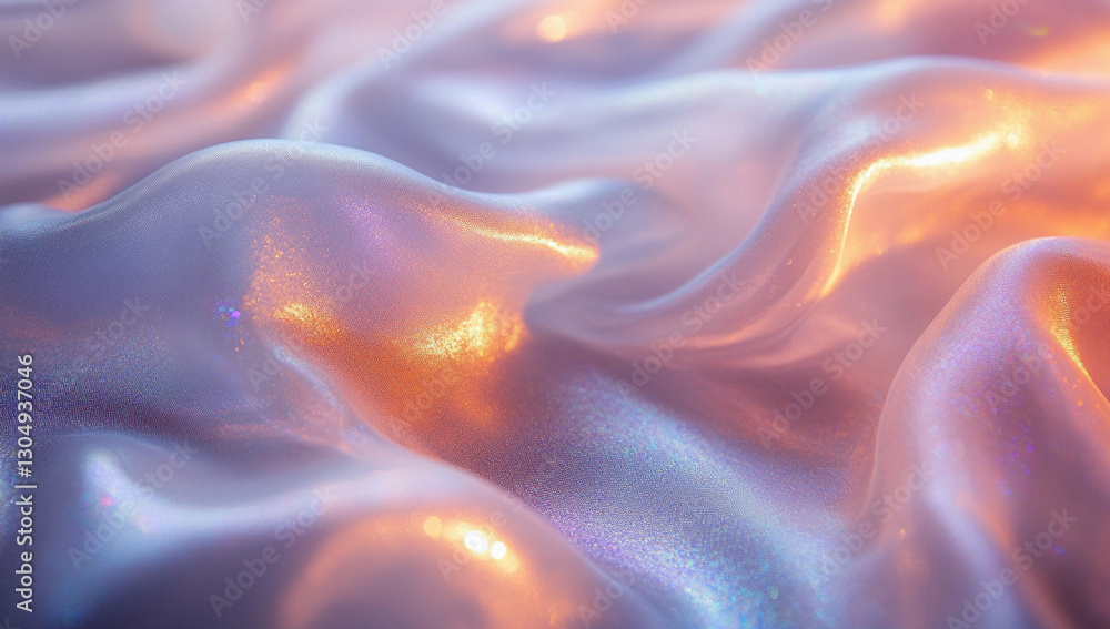 Fototapeta premium Iridescent holographic surface with rainbow-like light reflections creating a surreal abstract background