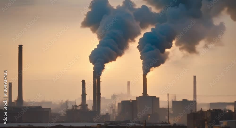 Drone View of Factories Emitting Thick Chemical Smoke Drone View of Factories Emitting Thick Chemical Smoke