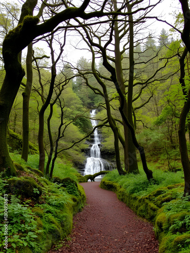 Fairytale Forest, views on the way to the Torc waterfall  in Killarney National Park, Ireland