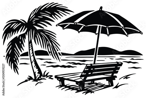 Summer Chairs umbrella beach ball and Parasols On The Beach
