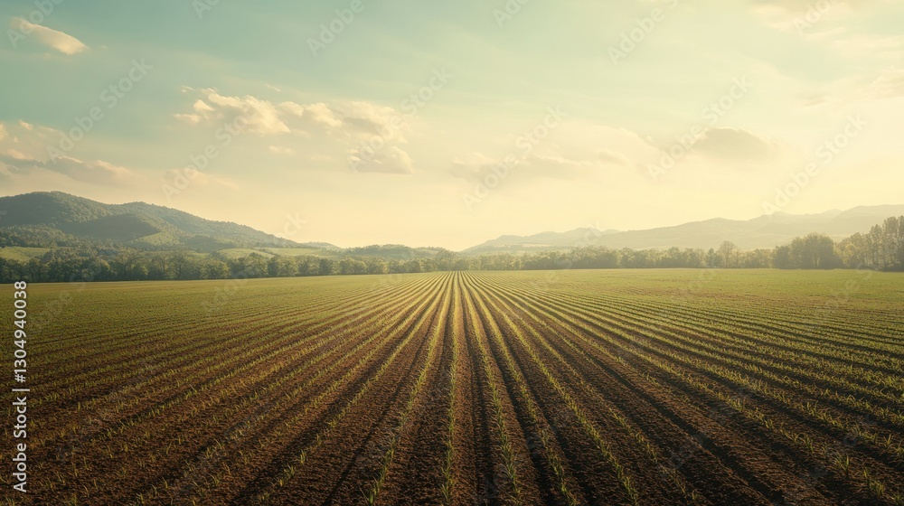 A field with advanced agricultural technology is spread across the landscape background wallpaper AI generated image A field with advanced agricultural technology is spread across the landscape background wallpaper AI generated image