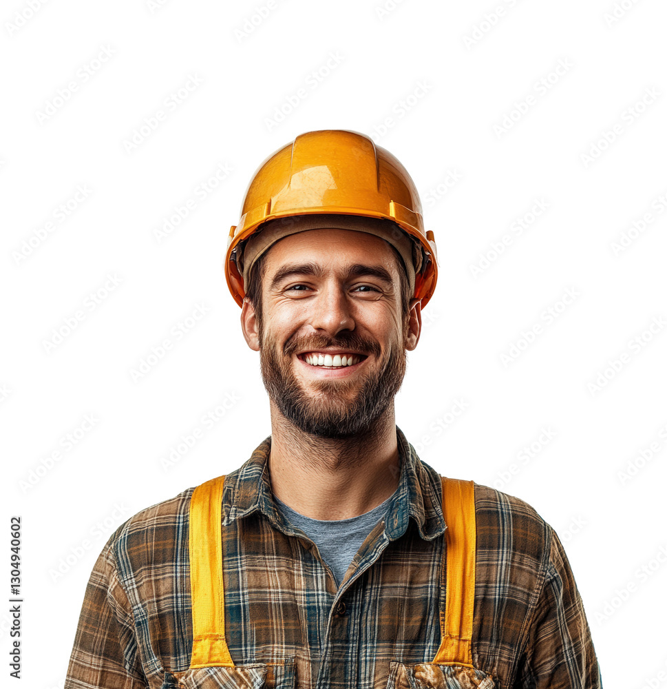 Construction worker smiling portrait isolated on transparent background png Construction worker smiling portrait isolated on transparent background png