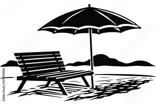 Beach Chair Silhouette vector black color silhouette