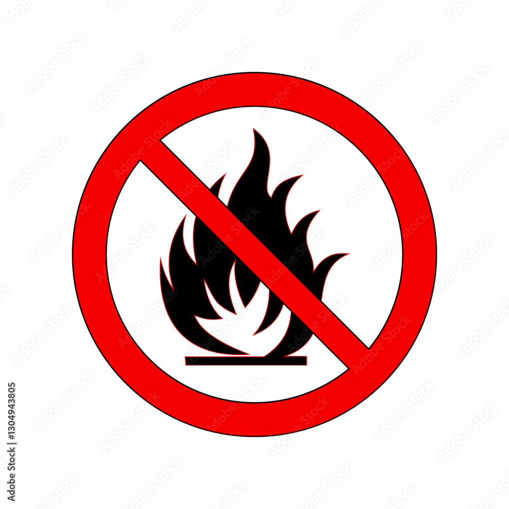 No Fire No Flame Burn Sign No Fire No Flame Burn Sign