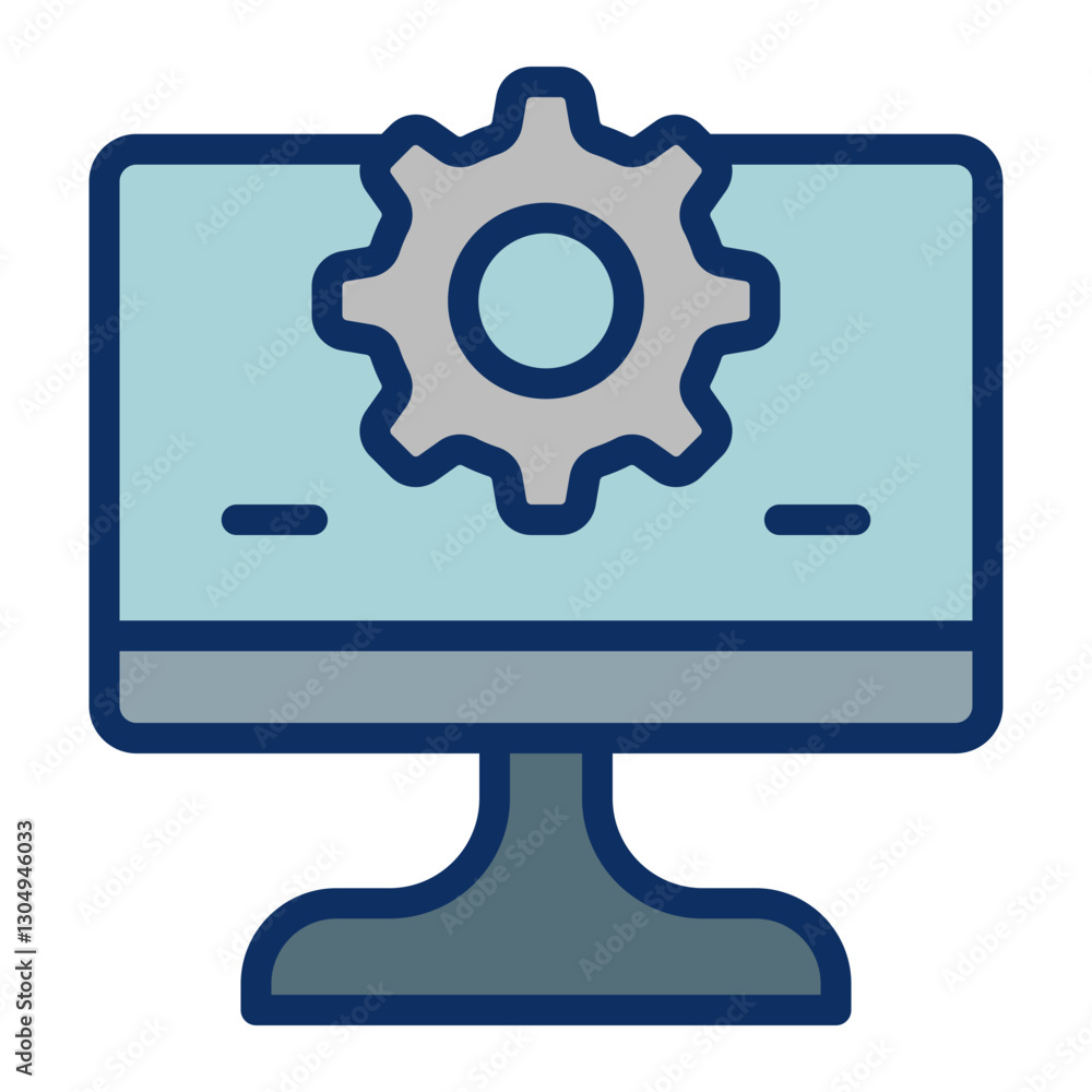 Computer Vector Line Filled Icon Design Computer Vector Line Filled Icon Design