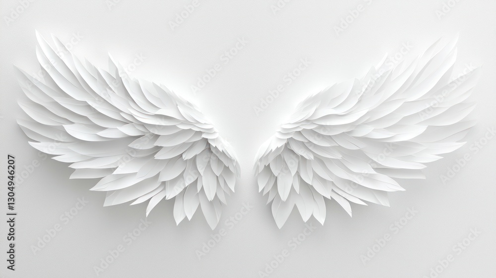 Fototapeta premium White Angel Wings, Isolated on White