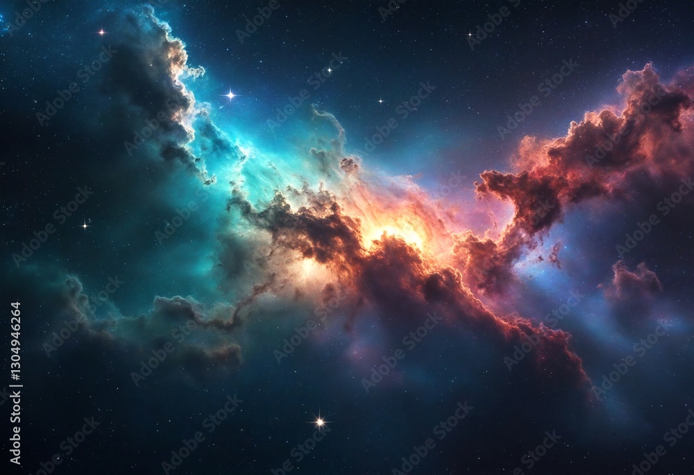 Fototapeta premium an abstract representation of space, showcasing a vibrant nebula with swirling clouds of gas and dust.