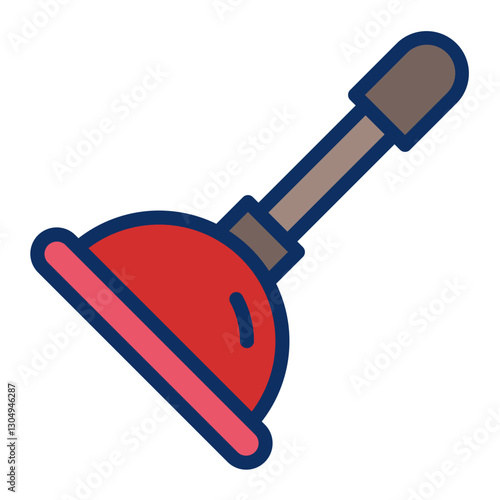 Plunger Vector Line Filled Icon Design
