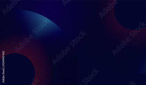 An abstract technology-themed design with smooth radiating curves forming a partial circular wave. The combination of dark tones and neon-like red and blue highlights. abstract background