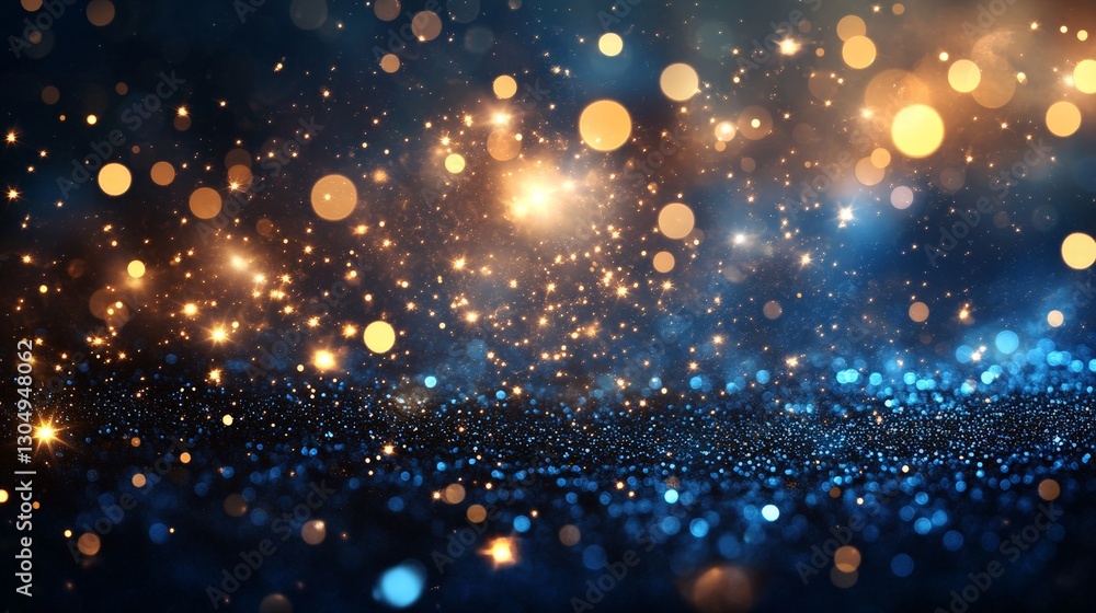 Bokeh Lights Background with Golden and Blue Sparkles Bokeh Lights Background with Golden and Blue Sparkles