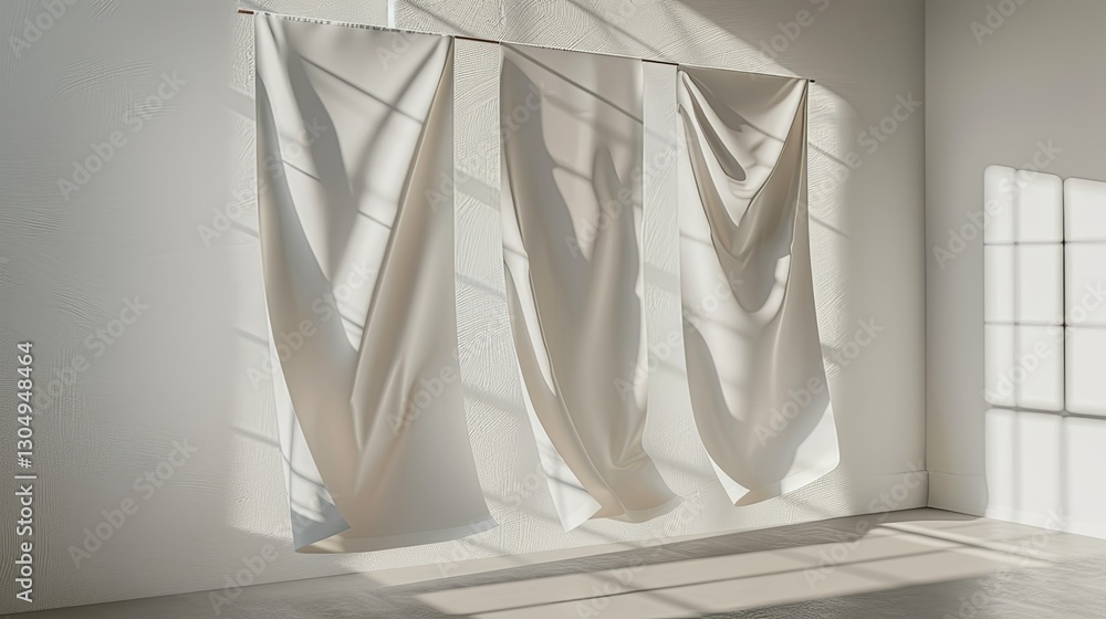 Light and shadows play on fabric hanging on the wall Light and shadows play on fabric hanging on the wall