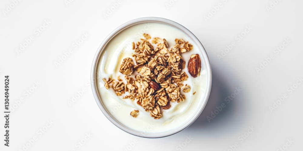 Bowl of yogurt with granola on top Bowl of yogurt with granola on top