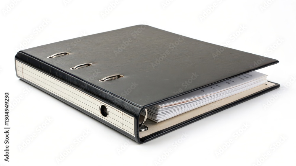 Closed Black Binder on White Background Closed Black Binder on White Background