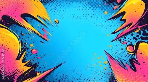 Comic art with bright colors and copy space 