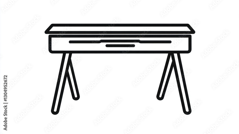 Simple black line art of a modern desk Simple black line art of a modern desk