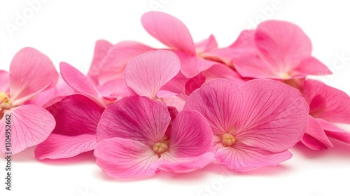 Bright Pink Flowers, Isolated on White