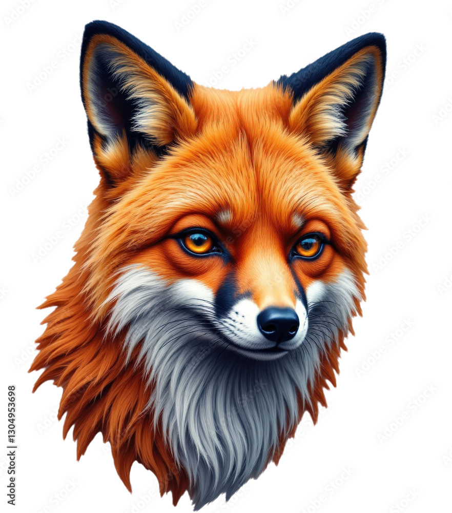Fototapeta premium Fox Portrait with Glowing Eyes and transparent background