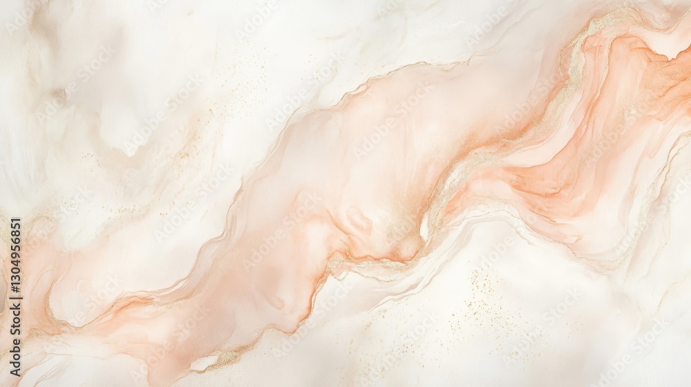 Fototapeta premium Swirling watercolor in blush ivory and peach with glowing specks for a dreamy romantic effect