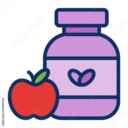 Vitamins & Supplements Vector Line Filled Icon Design