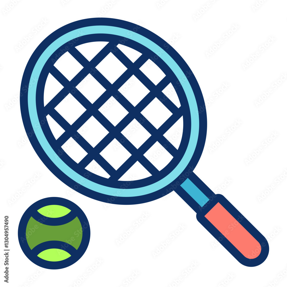 Tennis Racket Vector Line Filled Icon Design Tennis Racket Vector Line Filled Icon Design