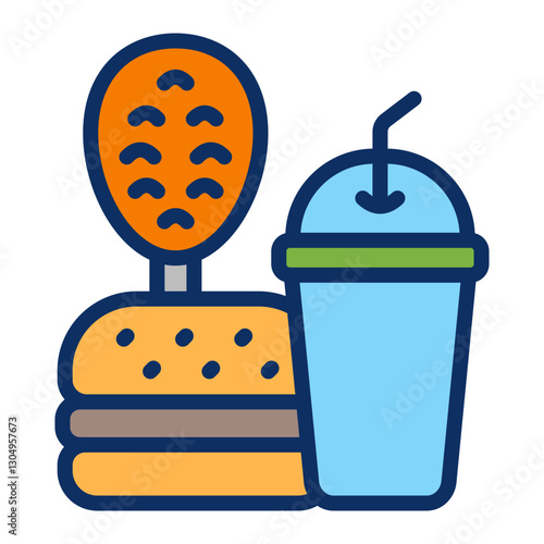 Cheat Meal Vector Line Filled Icon Design