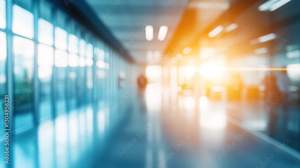 Blurred office scene with silhouettes of businesspeople in a modern corporate environment, backlit by warm sunlight streaming through large windows. The soft-focus composition highlights a contemporar Blurred office scene with silhouettes of businesspeople in a modern corporate environment, backlit by warm sunlight streaming through large windows. The soft-focus composition highlights a contemporar
