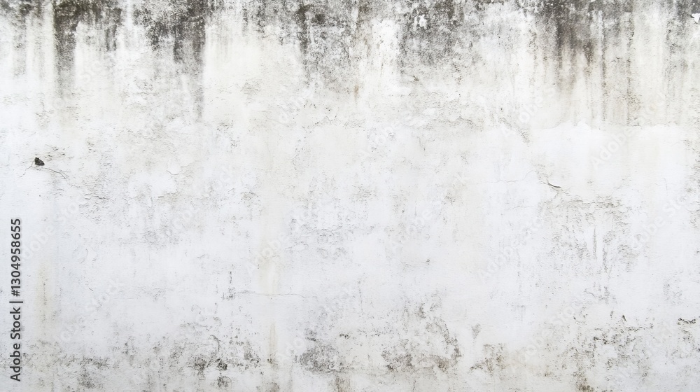 Fototapeta premium Aged white concrete wall texture with grunge and weathered details. Cracked, rough, and distressed surface background for vintage, industrial, and rustic design concepts.