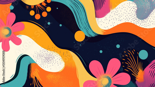 Wallpaper Mural Easter poster, spring background, colorful pattern, wall decoration, groovy, trippy, geometric shape, vintage hippie wall art for interior, decorative, banner, cover, card Torontodigital.ca