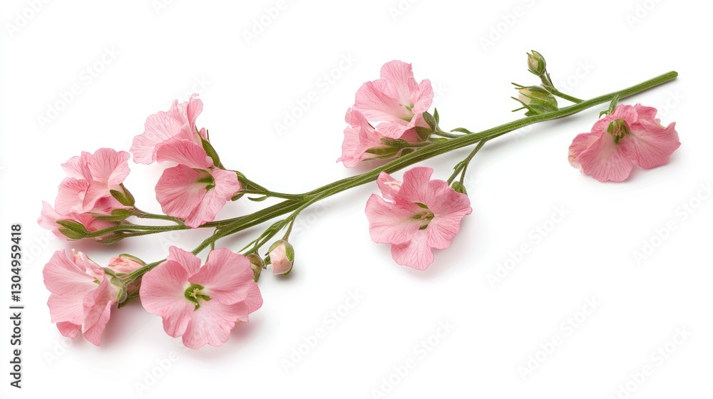Pink Flowers Stem, Isolated on White Pink Flowers Stem, Isolated on White
