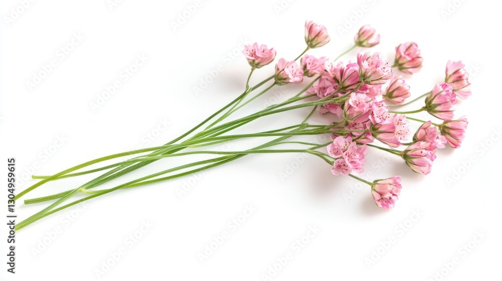 Fototapeta premium Pink Flowers Stem, Isolated on White