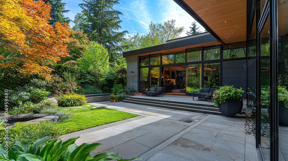 Geometric Luxury Home with Sunlit Garden Geometric Luxury Home with Sunlit Garden