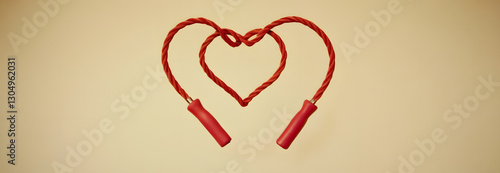 Creative illustration of jump ropes arranged in a heart shape, symbolizing love for fitness and exercise