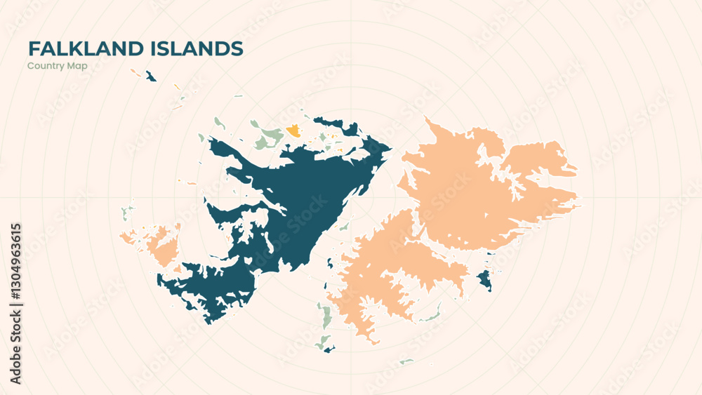 Obraz premium Map of Falkland Islands isolated modern colorful State. Use for Website Layouts, Background, Education, Customizable, Travel Worldwide, Silhouette Backdrop, Earth Geography, Political.