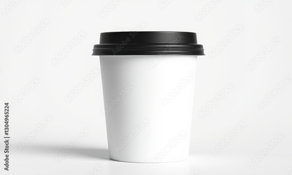 plain white coffee cup with black lid, perfect for branding and mockups. Ideal for showcasing designs or logos in minimalist style plain white coffee cup with black lid, perfect for branding and mockups. Ideal for showcasing designs or logos in minimalist style