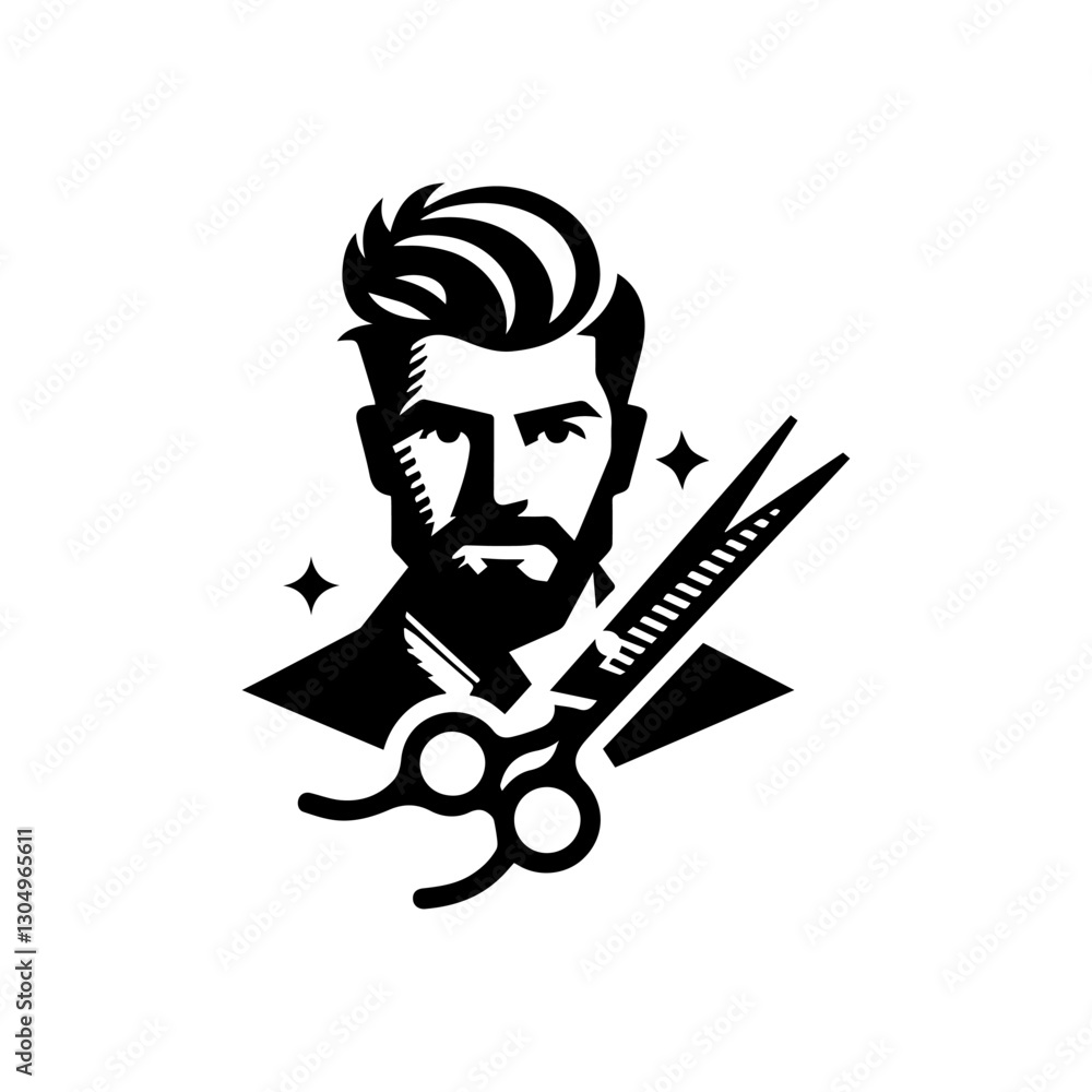 Naklejka premium barber scissors, barbershop logo vector illustration