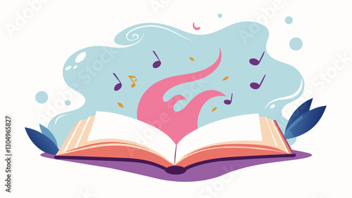 The sweet smell of fresh ink wafts through the air mixed with the sound of soft pages turning.. Vector illustration