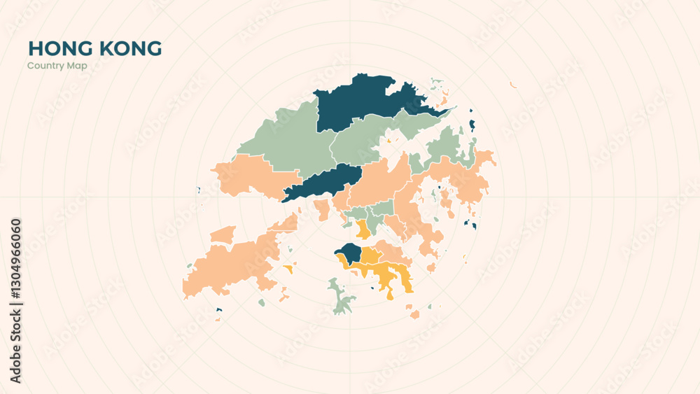 Obraz premium Map of Hong Kong isolated modern colorful State. Use for Website Layouts, Background, Education, Customizable, Travel Worldwide, Silhouette Backdrop, Earth Geography, Political.