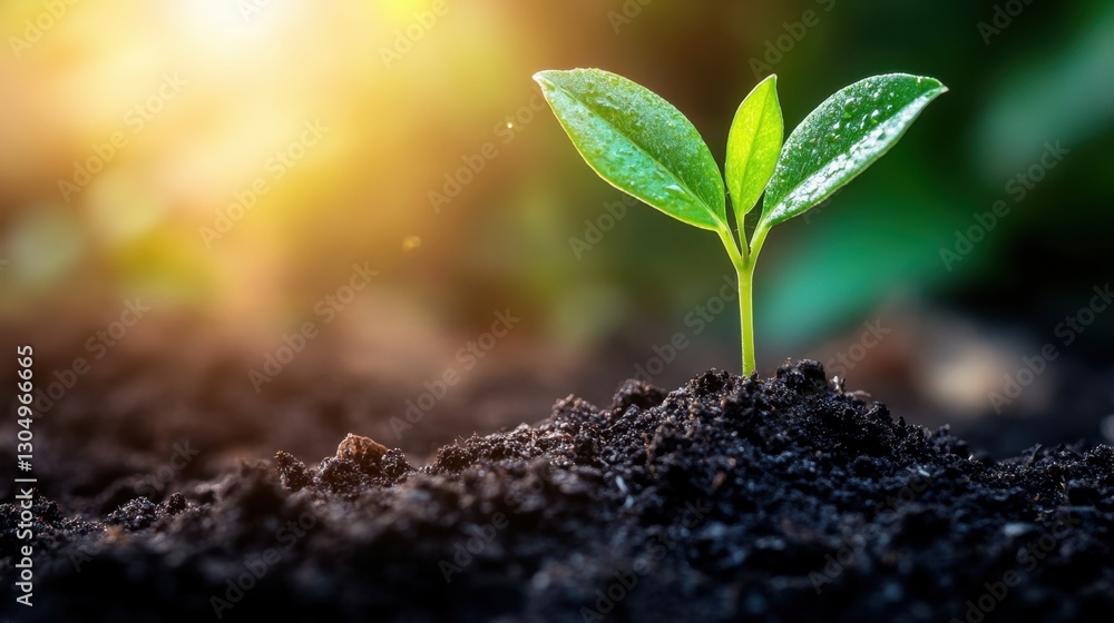 Tender sprout emerging from fertile soil bathed in warm sunlight symbolizing hope and new beginnings in nature Tender sprout emerging from fertile soil bathed in warm sunlight symbolizing hope and new beginnings in nature