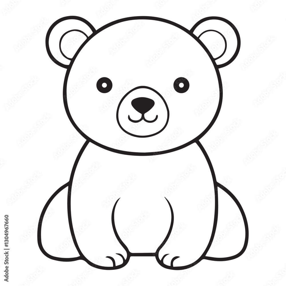 Fototapeta premium Cute Cartoon Bear Outline for Coloring