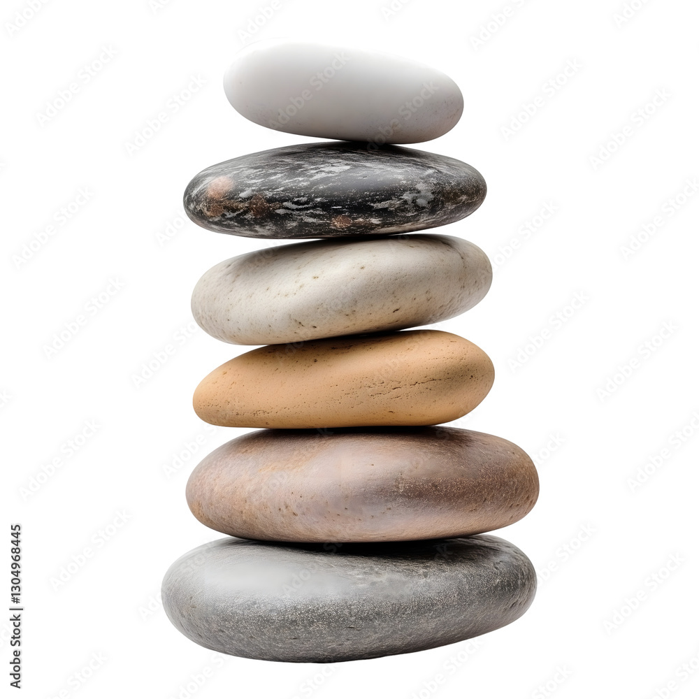Stack of smooth, oval-shaped stones on transparent background Stack of smooth, oval-shaped stones on transparent background