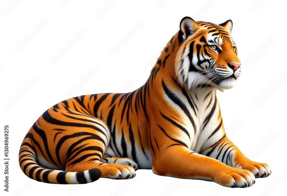 Naklejka premium Lying Tiger with Transparent Background